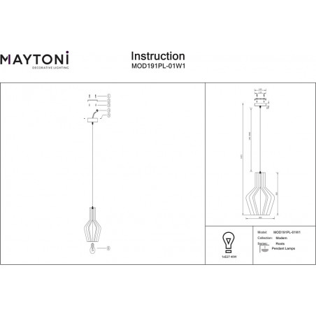 Lampa wiszące ze sklejki Roots I 30cm Maytoni