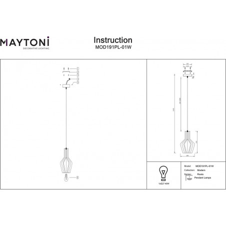 Lampa wiszące ze sklejki Roots I 20cm Maytoni