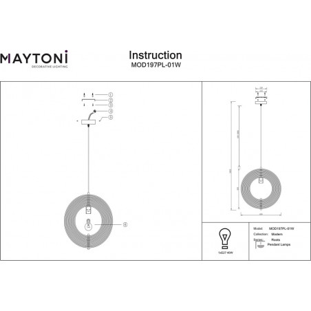 Lampa wisząca kula drewniana Roots 43cm Maytoni