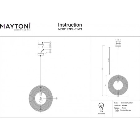 Lampa wisząca kula drewniana Roots 50cm Maytoni