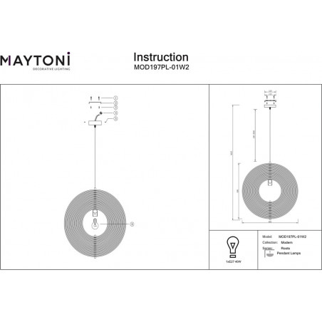 Lampa wisząca kula drewniana Roots 60cm Maytoni