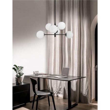 Lampa wisząca szklane kule Bola VI 70cm biało-czarna