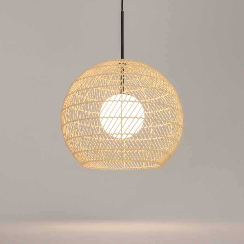 Lampa wisząca rattanowa kula boho Cane 40cm naturalna Maytoni