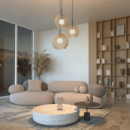 Lampa wisząca rattanowa kula boho Cane 40cm naturalna Maytoni
