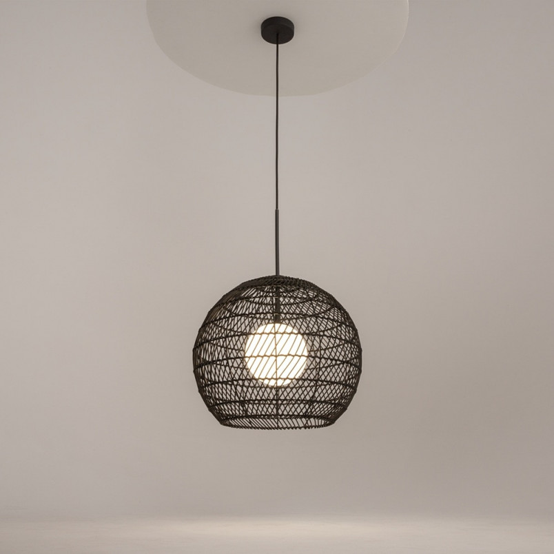 Lampa wisząca rattanowa kula boho Cane 40cm czarna Maytoni
