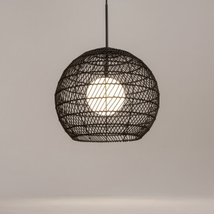 Lampa wisząca rattanowa kula boho Cane 40cm czarna Maytoni
