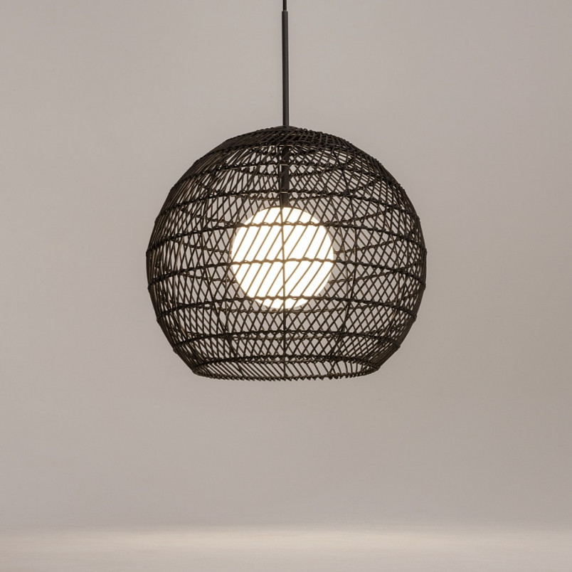 Lampa wisząca rattanowa kula boho Cane 40cm czarna Maytoni