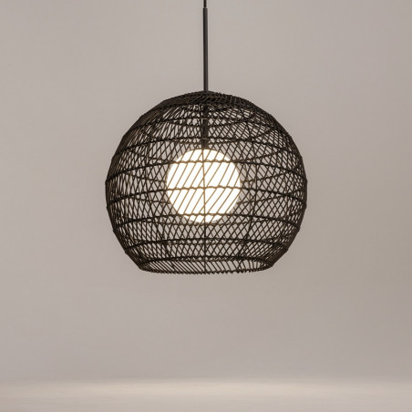 Lampa wisząca rattanowa kula boho Cane 40cm czarna Maytoni