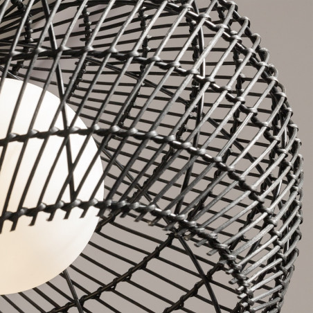 Lampa wisząca rattanowa kula boho Cane 40cm czarna Maytoni