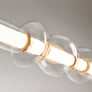 Lampa wisząca szklana podłużna Cosmo LED 98cm przeźroczysto-mosiężna Maytoni