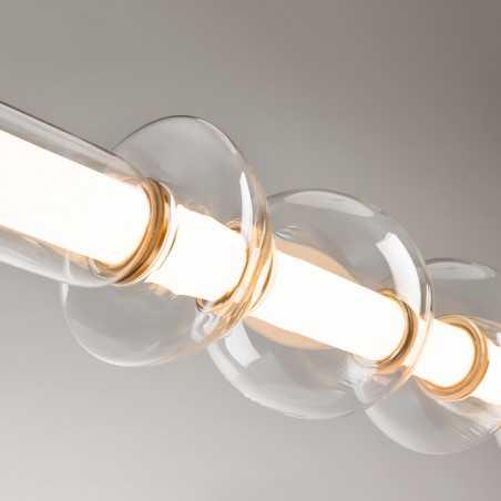 Lampa wisząca szklana podłużna Cosmo LED 98cm przeźroczysto-mosiężna Maytoni