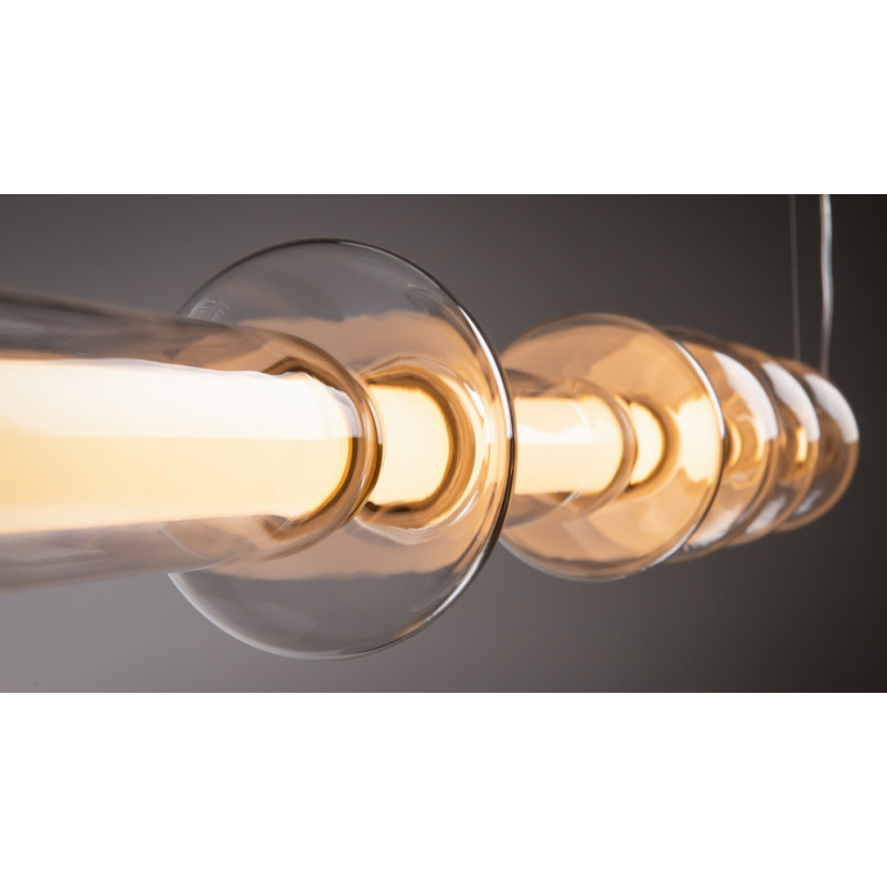 Lampa wisząca szklana podłużna Cosmo LED 98cm przeźroczysto-mosiężna Maytoni