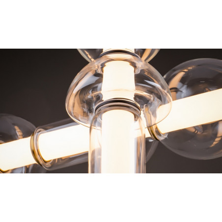 Lampa wisząca szklana podłużna Cosmo LED 98cm przeźroczysto-mosiężna Maytoni
