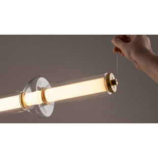 Lampa wisząca szklana podłużna Cosmo LED 98cm przeźroczysto-mosiężna Maytoni