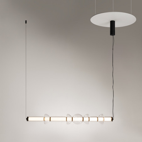 Lampa wisząca szklana podłużna Cosmo LED 98cm przeźroczysto-czarna Maytoni