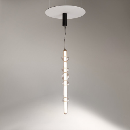 Lampa wisząca szklana podłużna Cosmo LED 98cm przeźroczysto-czarna Maytoni