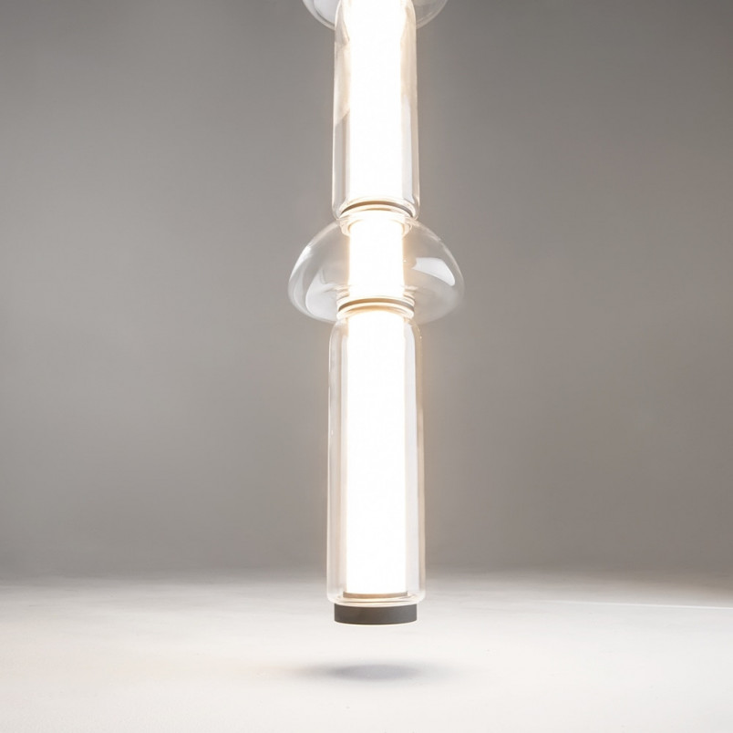 Lampa wisząca szklana podłużna Cosmo LED 98cm przeźroczysto-czarna Maytoni