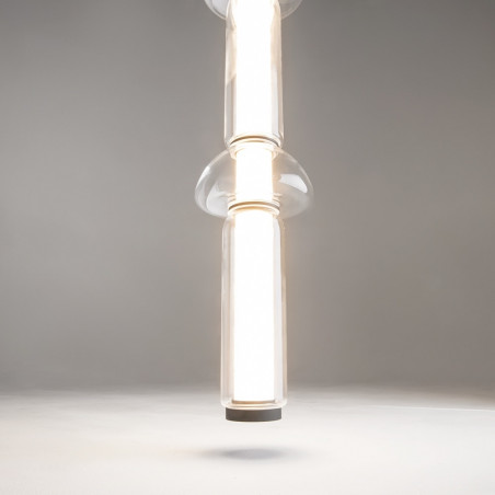 Lampa wisząca szklana podłużna Cosmo LED 98cm przeźroczysto-czarna Maytoni
