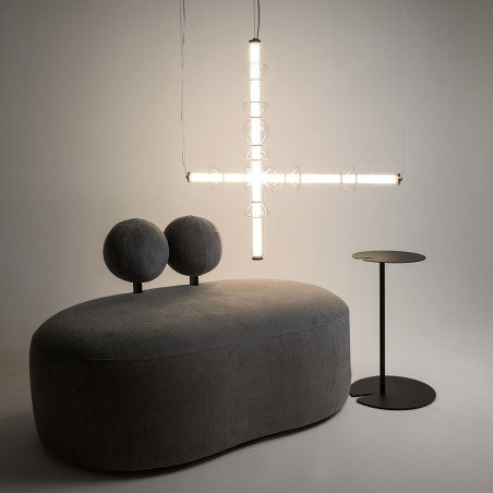 Lampa wisząca szklana podłużna Cosmo LED 98cm przeźroczysto-czarna Maytoni