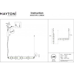 Lampa wisząca szklana podłużna Cosmo LED 98cm przeźroczysto-czarna Maytoni