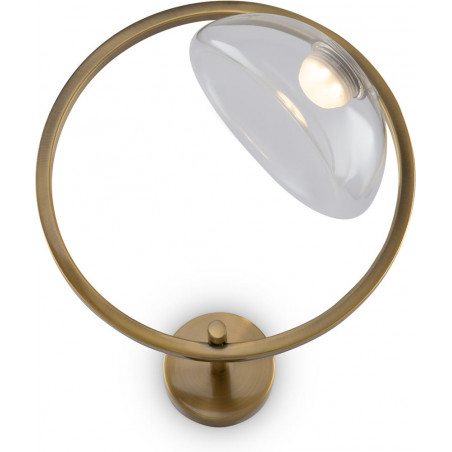 Kinkiet szklany okrągły Lunare LED 32cm przeźroczysty / postarzany mosiądz Maytoni