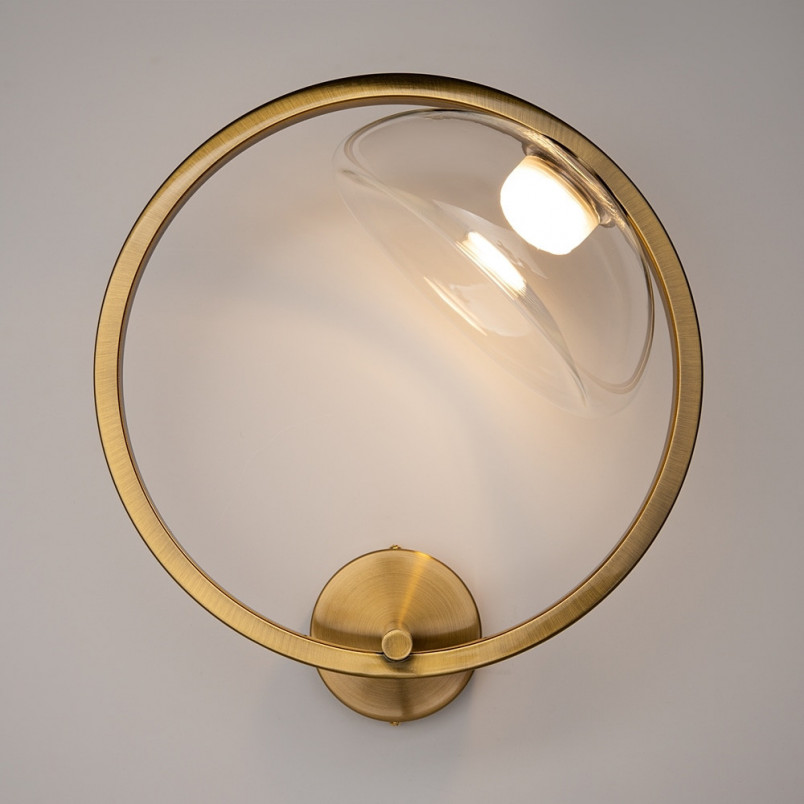 Kinkiet szklany okrągły Lunare LED 32cm przeźroczysty / mosiądz Maytoni