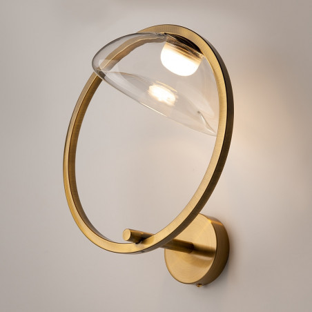 Kinkiet szklany okrągły Lunare LED 32cm przeźroczysty / mosiądz Maytoni