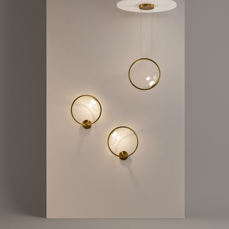 Kinkiet szklany okrągły Lunare LED 32cm przeźroczysty / mosiądz Maytoni