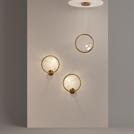 Kinkiet szklany okrągły Lunare LED 32cm przeźroczysty / mosiądz Maytoni