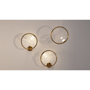 Kinkiet szklany okrągły Lunare LED 32cm przeźroczysty / mosiądz Maytoni