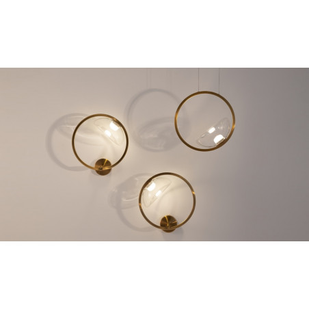 Kinkiet szklany okrągły Lunare LED 32cm przeźroczysty / mosiądz Maytoni