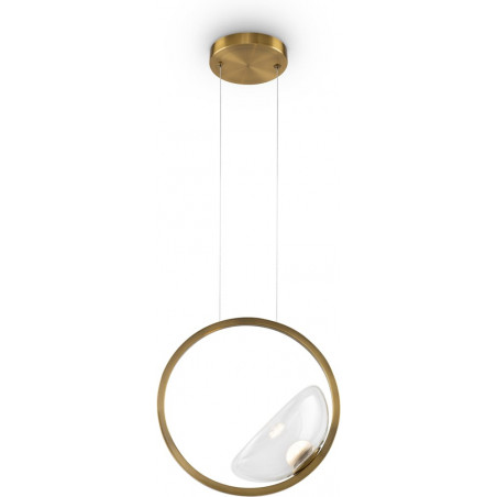 Lampa wisząca szklana na okręgu Lunare LED 32cm przeźroczysto-mosiężna Maytoni