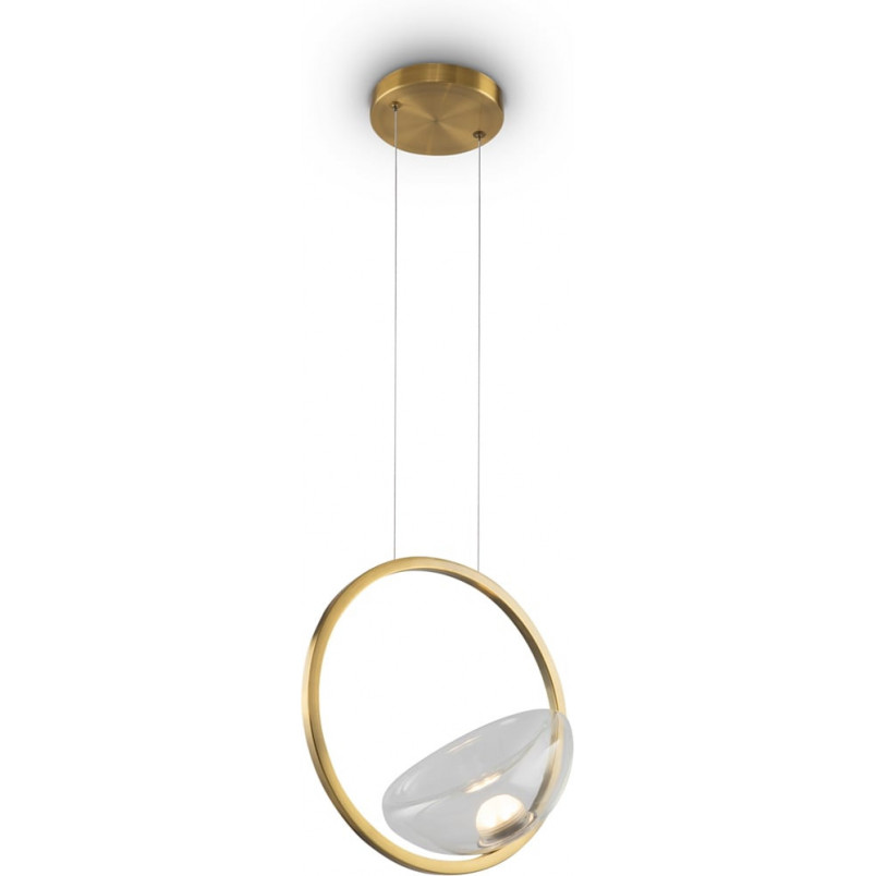 Lampa wisząca szklana na okręgu Lunare LED 32cm przeźroczysto-mosiężna Maytoni