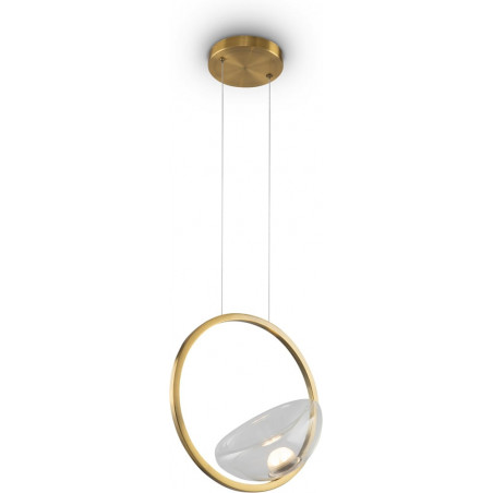 Lampa wisząca szklana na okręgu Lunare LED 32cm przeźroczysto-mosiężna Maytoni