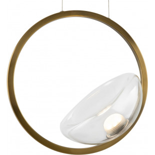 Lampa wisząca szklana na okręgu Lunare LED 32cm przeźroczysto-mosiężna Maytoni