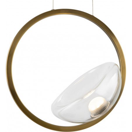Lampa wisząca szklana na okręgu Lunare LED 32cm przeźroczysto-mosiężna Maytoni