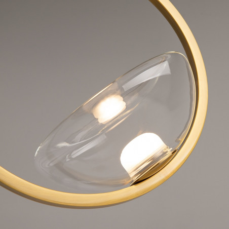 Lampa wisząca szklana na okręgu Lunare LED 32cm przeźroczysto-mosiężna Maytoni