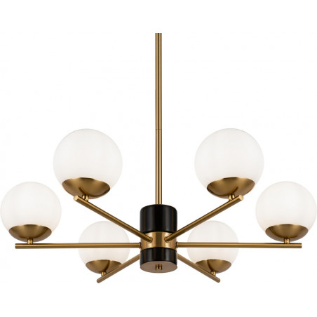 Żyrandol szklane kule retro Marble VI 67cm biały / mosiądz Maytoni
