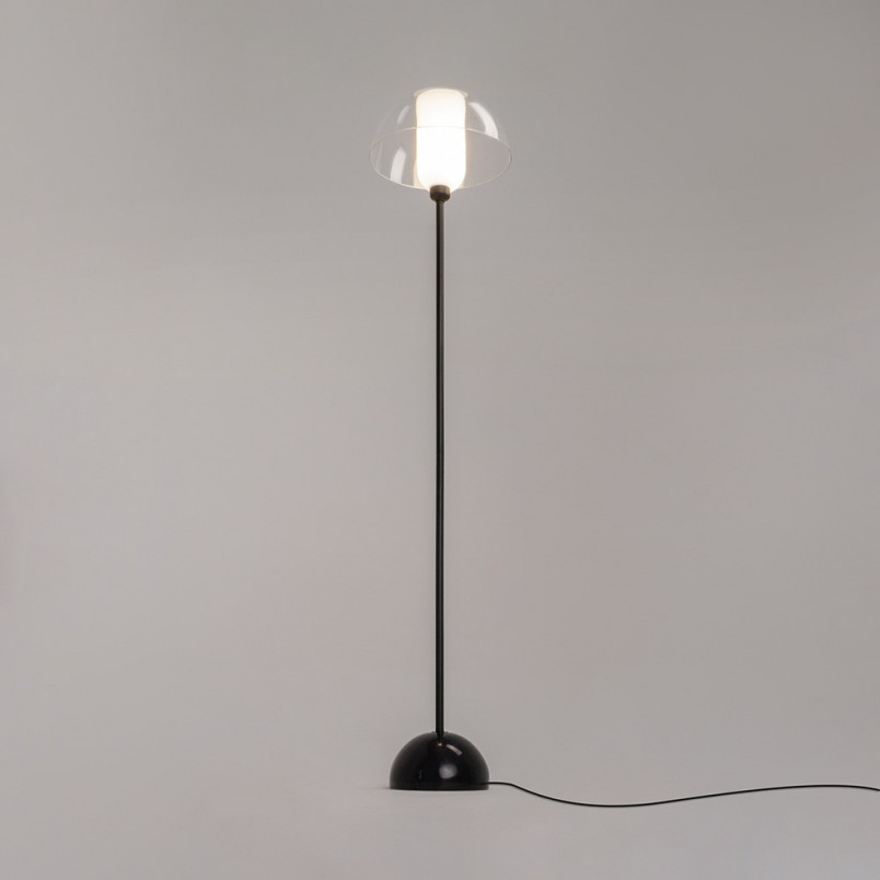 Lampa podłogowa szklana designerska Memory przeźroczysty / czarny Maytoni