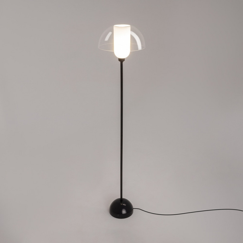 Lampa podłogowa szklana designerska Memory przeźroczysty / czarny Maytoni
