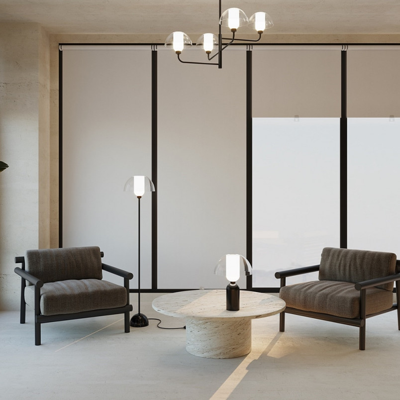 Lampa podłogowa szklana designerska Memory przeźroczysty / czarny Maytoni