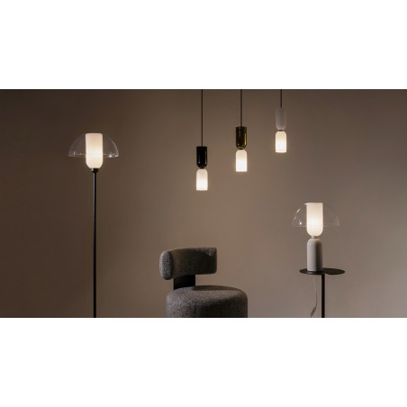 Lampa podłogowa szklana designerska Memory przeźroczysty / czarny Maytoni