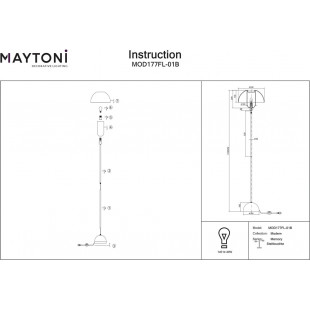 Lampa podłogowa szklana designerska Memory przeźroczysty / czarny Maytoni