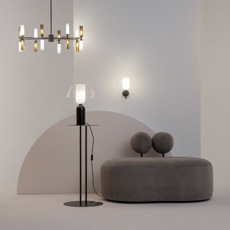Lampa stołowa szklana designerska Memory przeźroczysty / czarny Maytoni
