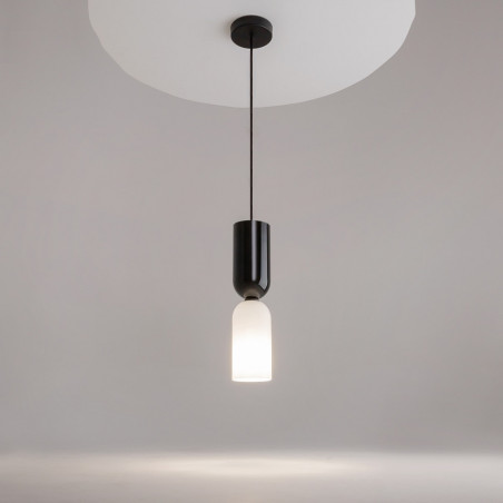 Lampa wisząca szklana designerska Memory 8cm biały / czarny Maytoni