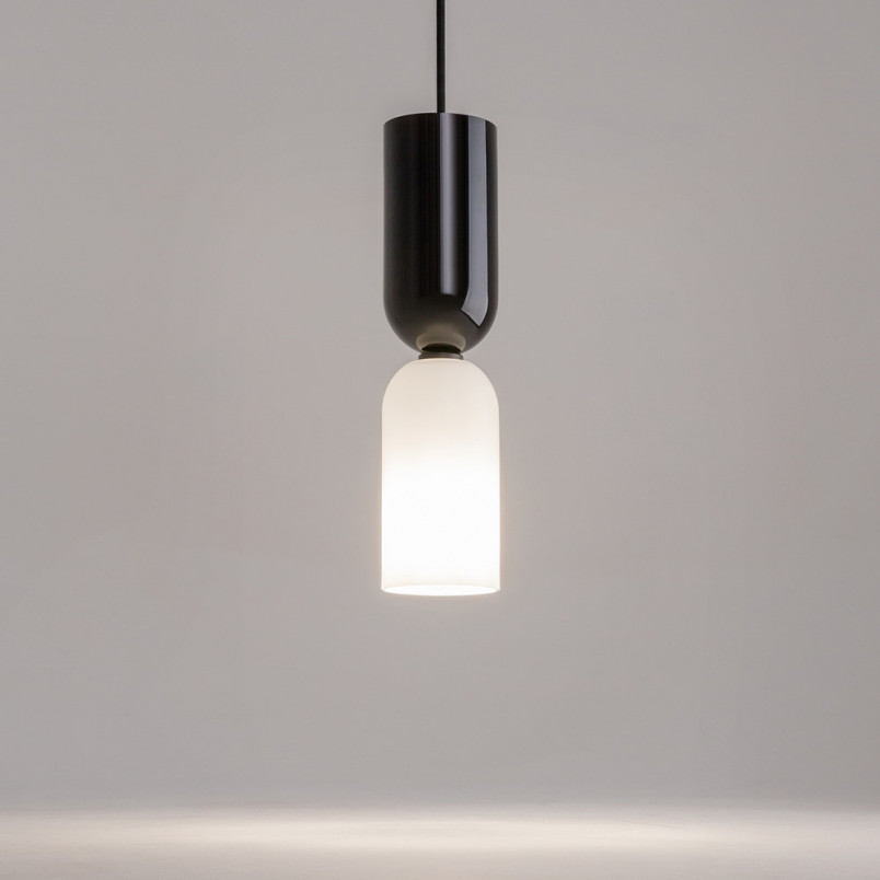 Lampa wisząca szklana designerska Memory 8cm biały / czarny Maytoni