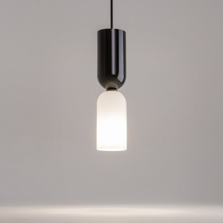 Lampa wisząca szklana designerska Memory 8cm biały / czarny Maytoni