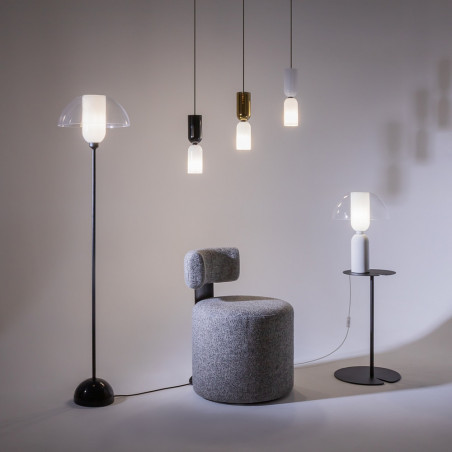 Lampa wisząca szklana designerska Memory 8cm biały / czarny Maytoni
