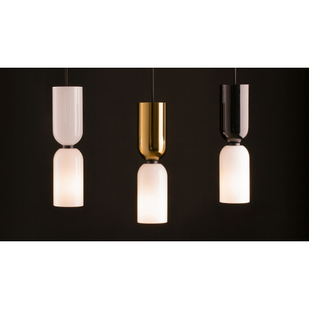 Lampa wisząca szklana designerska Memory 8cm biały / czarny Maytoni