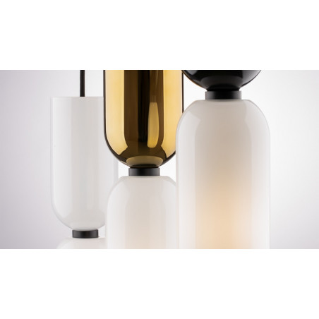 Lampa wisząca szklana designerska Memory 8cm biały / czarny Maytoni